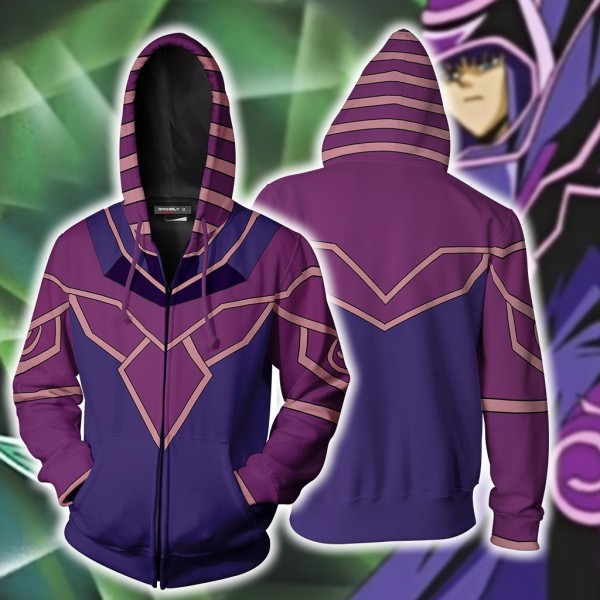 Yu-Gi-Oh Hoodies - Dark Magician (Male) Hoodie Jacket Zip Up Cosplay Costume