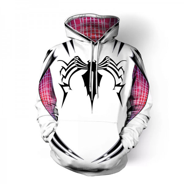 White Spiderman Cosplay Men's 3D Hoodie Sweatshirt